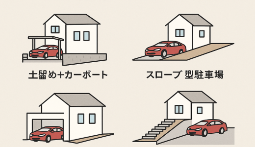 高低差のある土地での駐車場設計アイデア｜傾斜地でも快適に使える外構テクニック