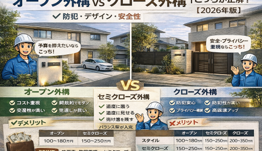 オープン外構 vs クローズ外構｜どっちが正解？メリット・デメリット徹底比較【2026年版】